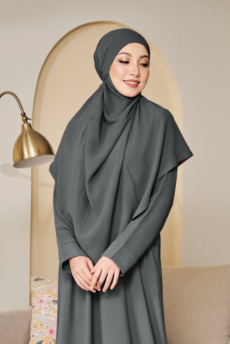 NEEMA French Khimar in Smokey Grey